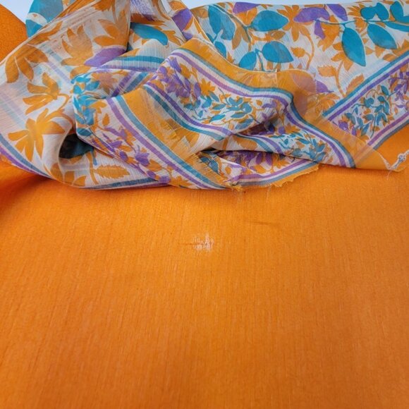 ORANGE Scarf Floral Motif Long Wide Rectangular - Picture 5 of 11